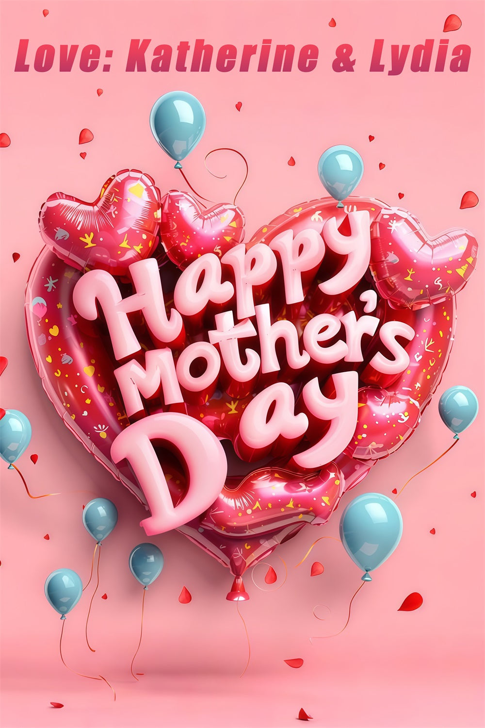Mother's Day Photography Backdrops Heart Balloon Personalized Backdrop GTY3-182
