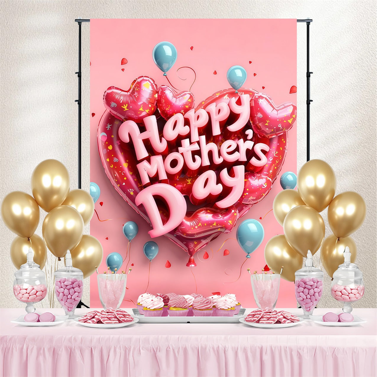 Mother's Day Photography Backdrops Heart Balloon Personalized Backdrop GTY3-182