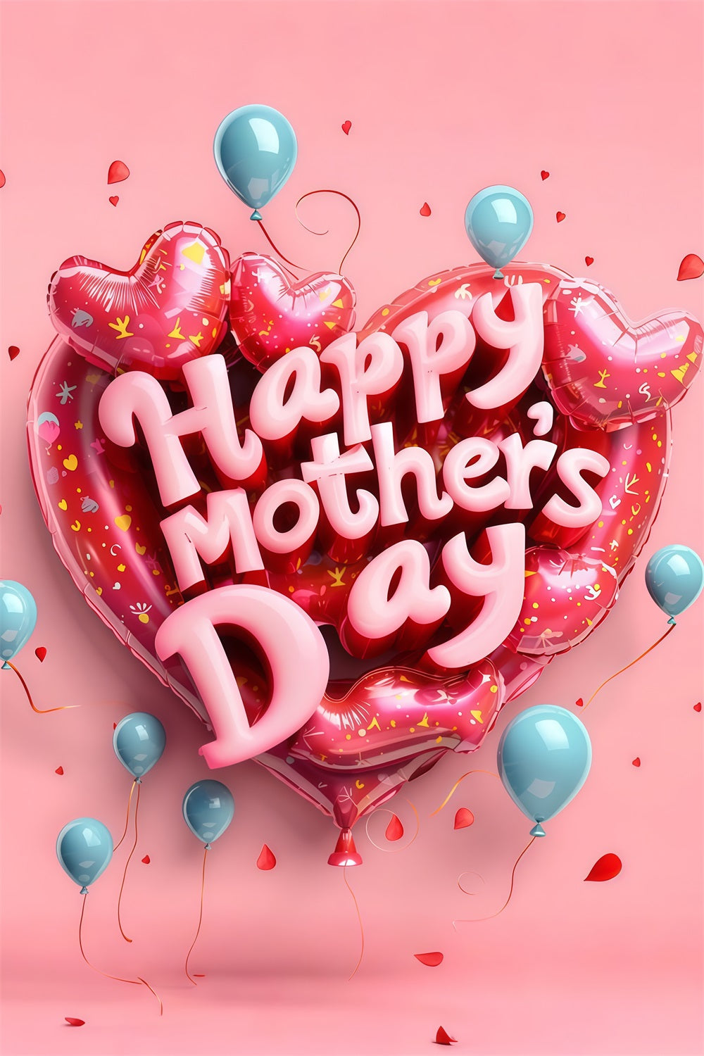 Mother's Day Photography Backdrops Heart Balloon Personalized Backdrop GTY3-182