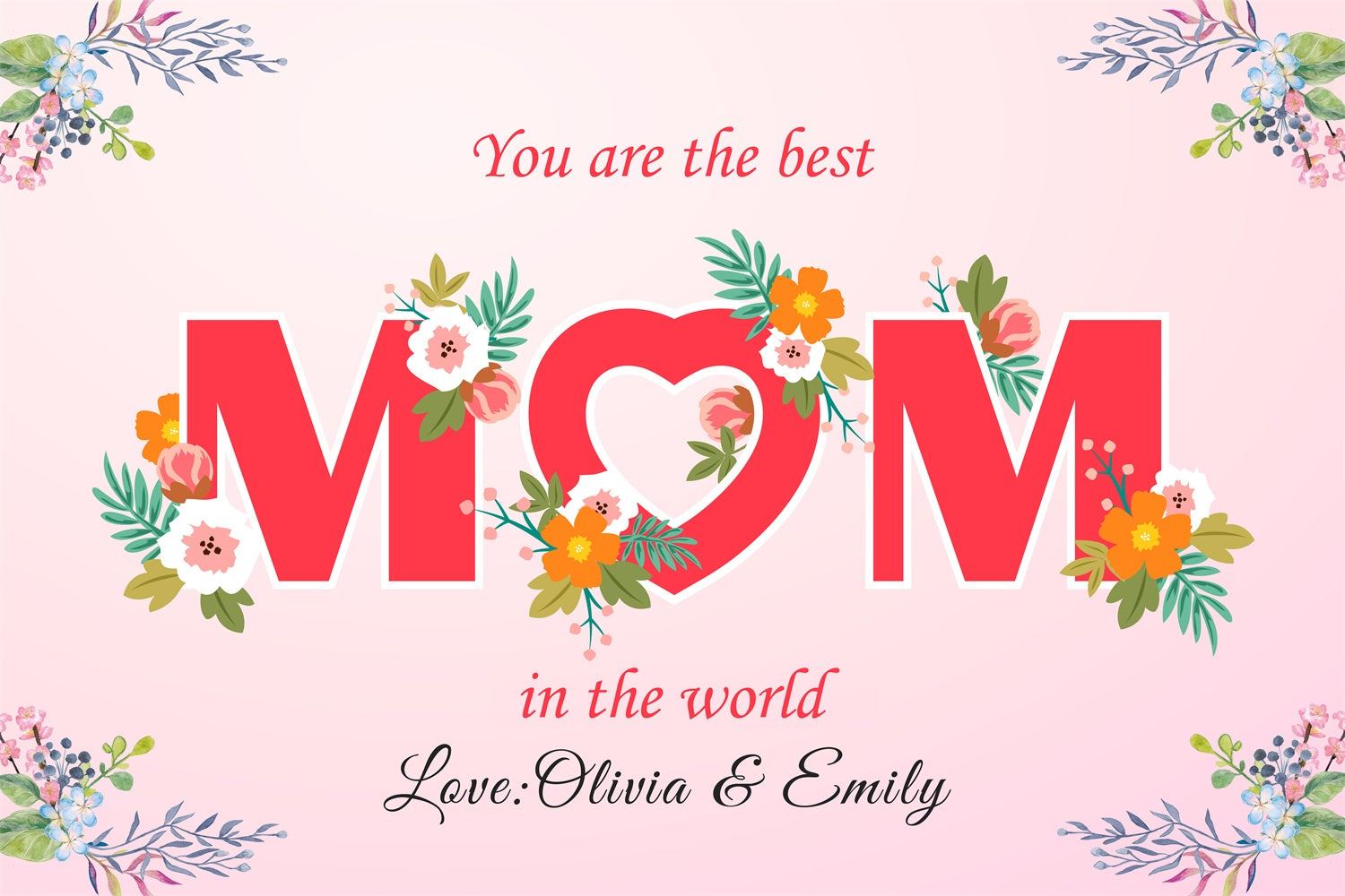 Mothers Day Photo Backdrop Floral Heart Love Custom Backdrop GTY3-192