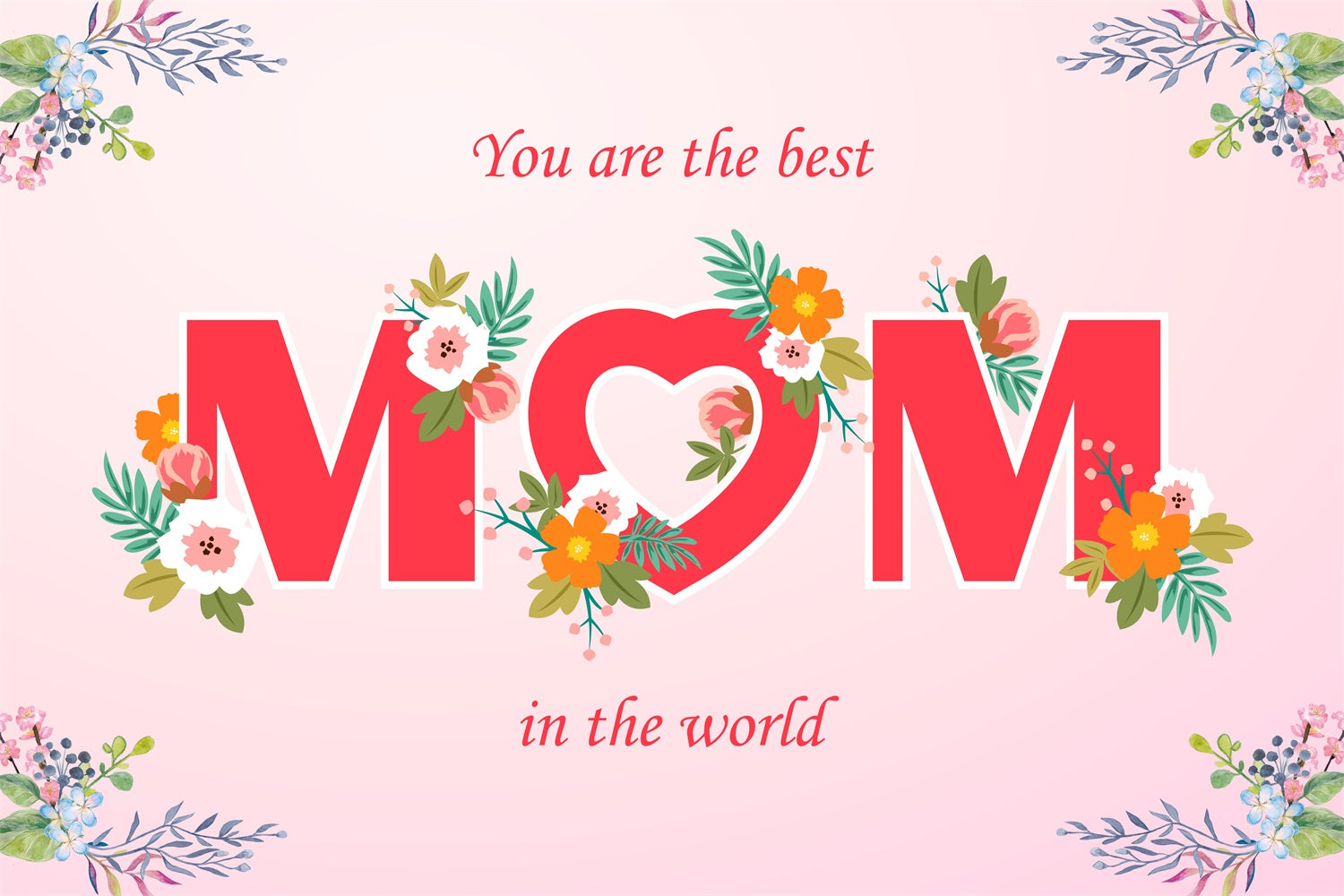 Mothers Day Photo Backdrop Floral Heart Love Custom Backdrop GTY3-192