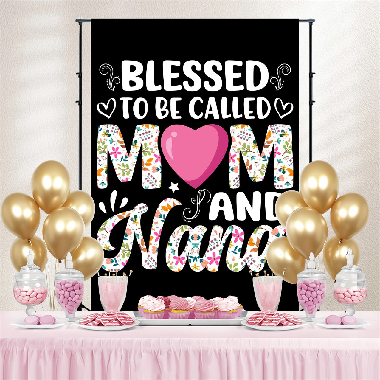 Mothers Day Backdrops Blessed Floral Customized Backdrop GTY3-193