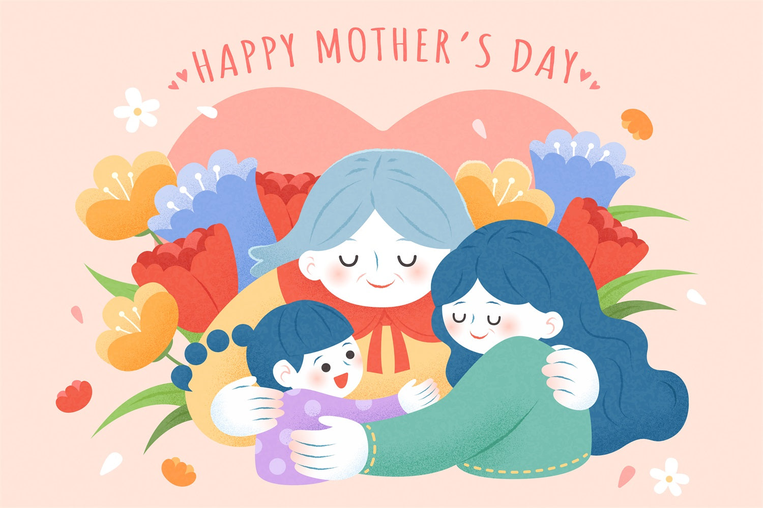 Mothers Day Backdrop Hug Love Floral Personalized Backdrop GTY3-194