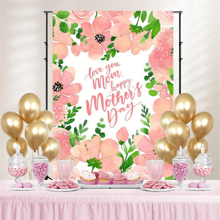 Mother's Day Backdrop Romantic Pink Floral Custom Backdrop GTY3-196