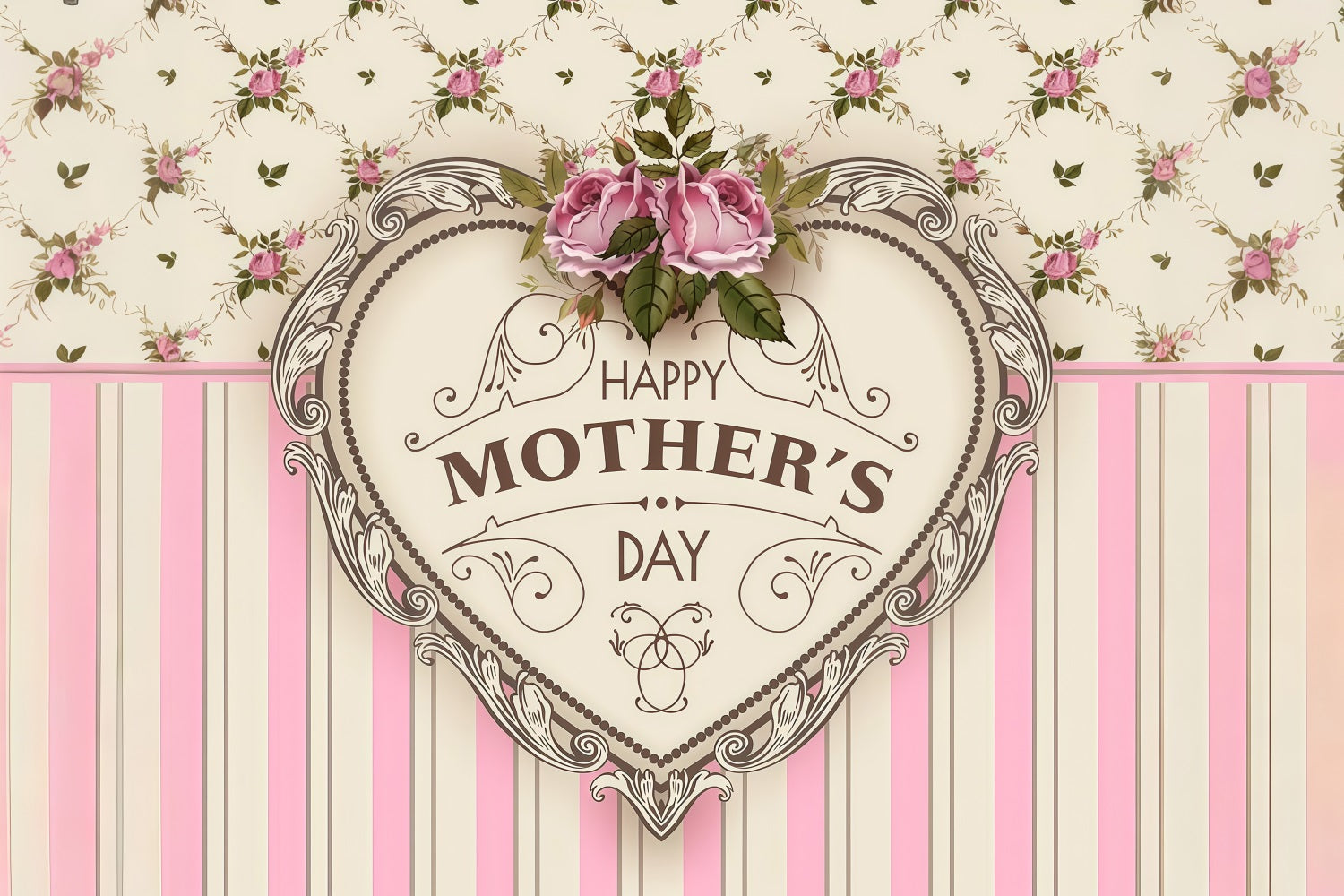 Mother's Day Photo Backdrop Victorian Floral Personalized Backdrop GTY3-198