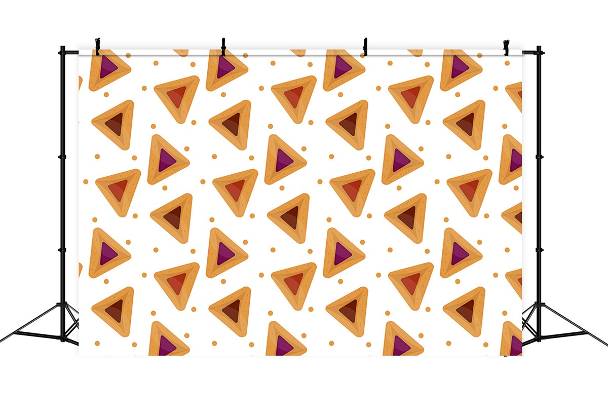Purim Backdrop Delicious Triangular Purim Cookies Backdrop GTY3-2
