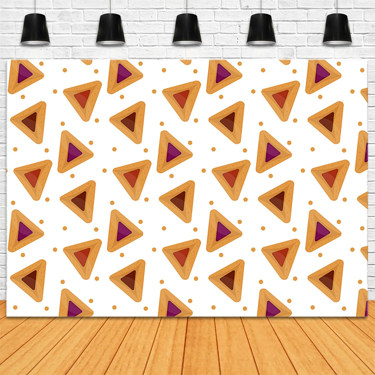 Purim Backdrop Delicious Triangular Purim Cookies Backdrop GTY3-2