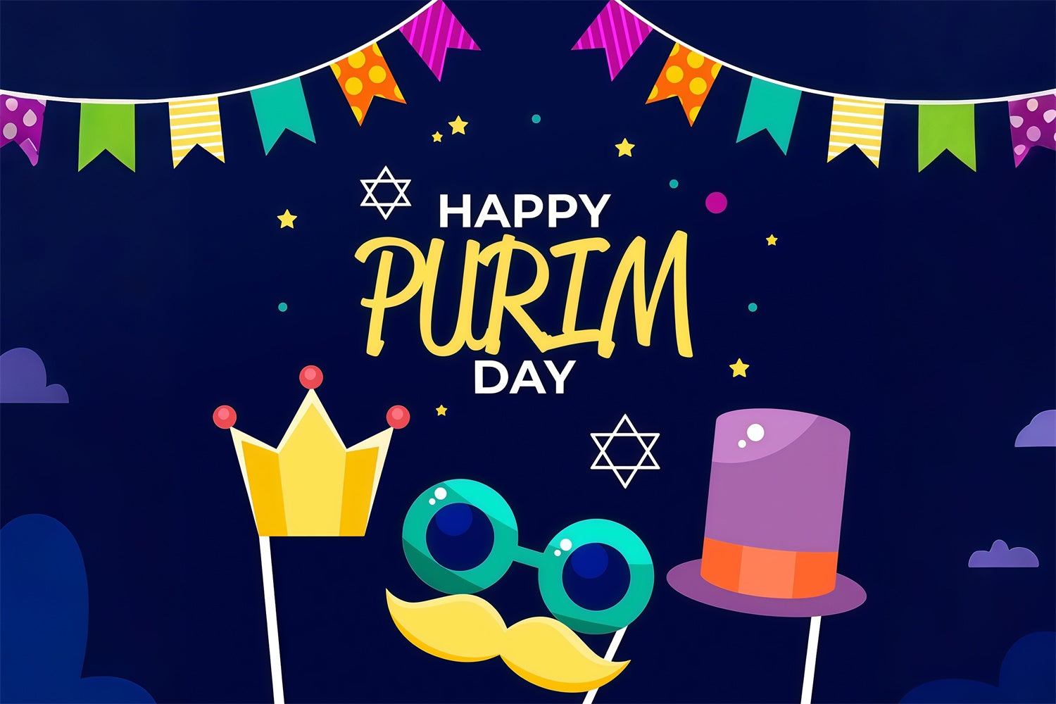 Purim Backdrop Festive Banner Stars Purim Party Backdrop GTY3-20