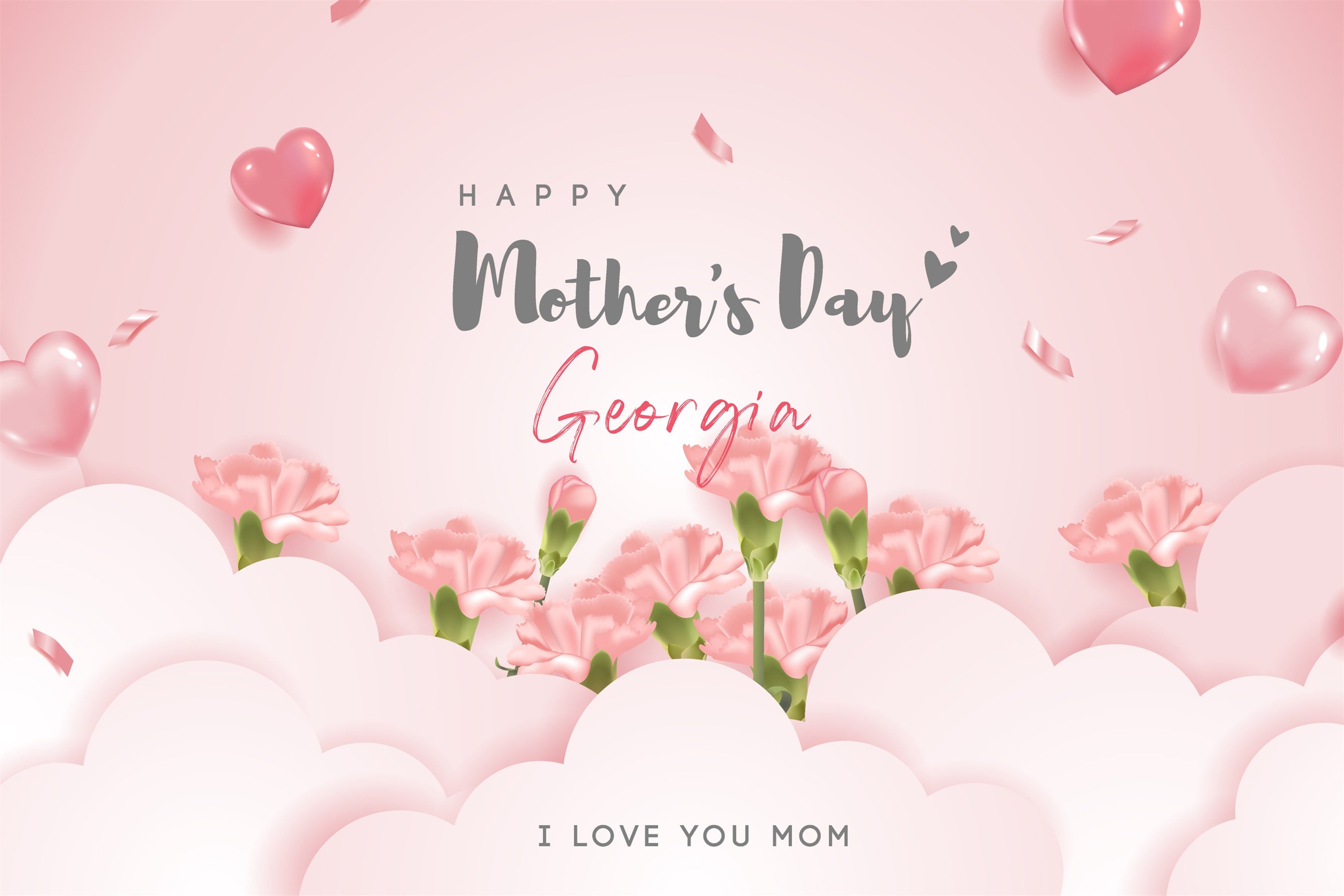 Mother's Day Photo Backdrops Pink Carnation Personalised Backdrop GTY3-203