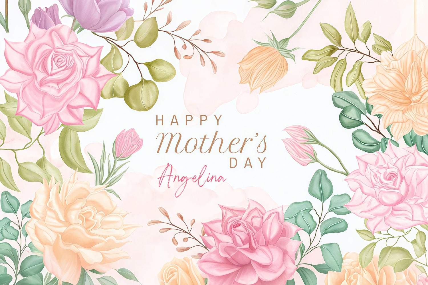 Mother's Day Backdrop Ideas Artistic Watercolor Blossom Custom Backdrop GTY3-204