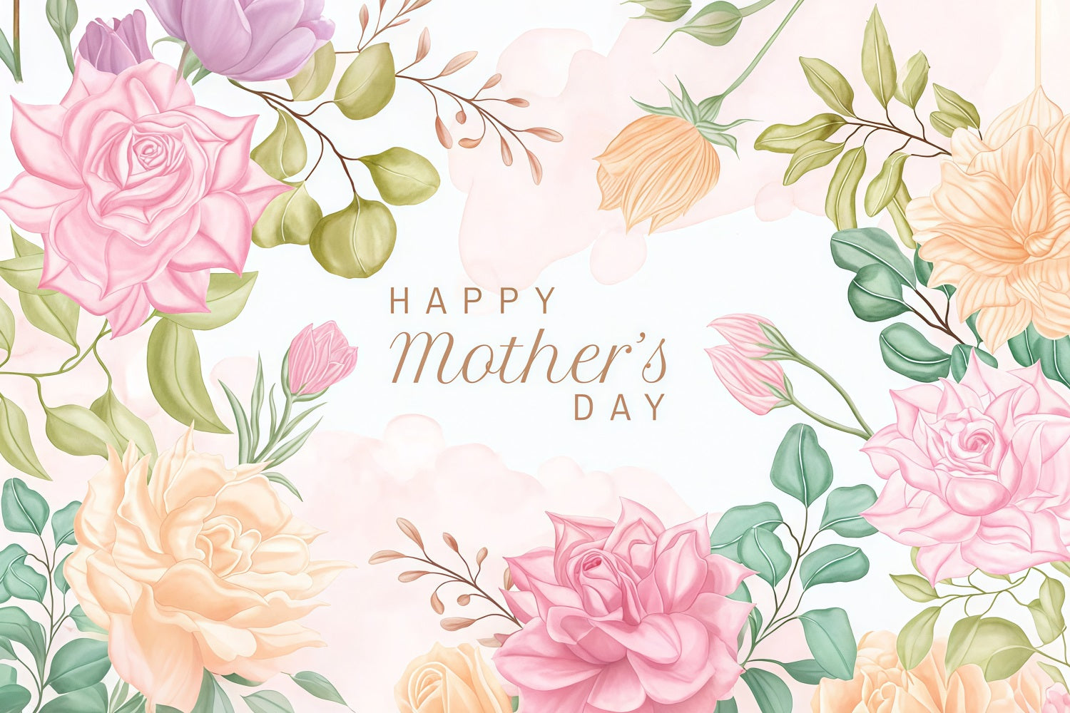 Mother's Day Backdrop Ideas Artistic Watercolor Blossom Custom Backdrop GTY3-204