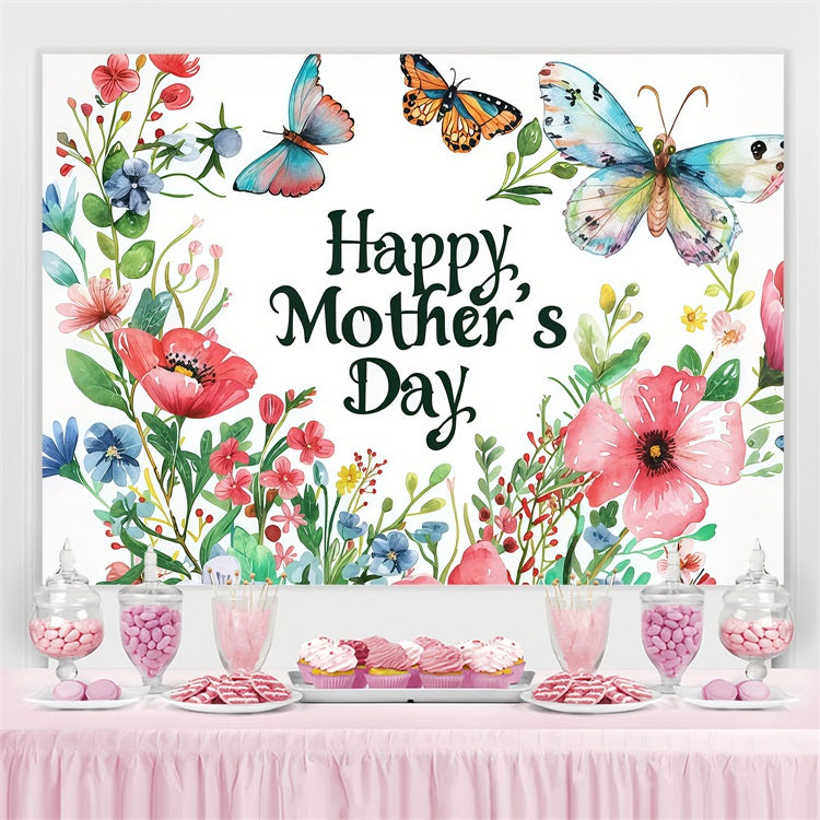 Backdrop For Mothers Day Butterfly Floral Mom Customized Backdrop GTY3-205