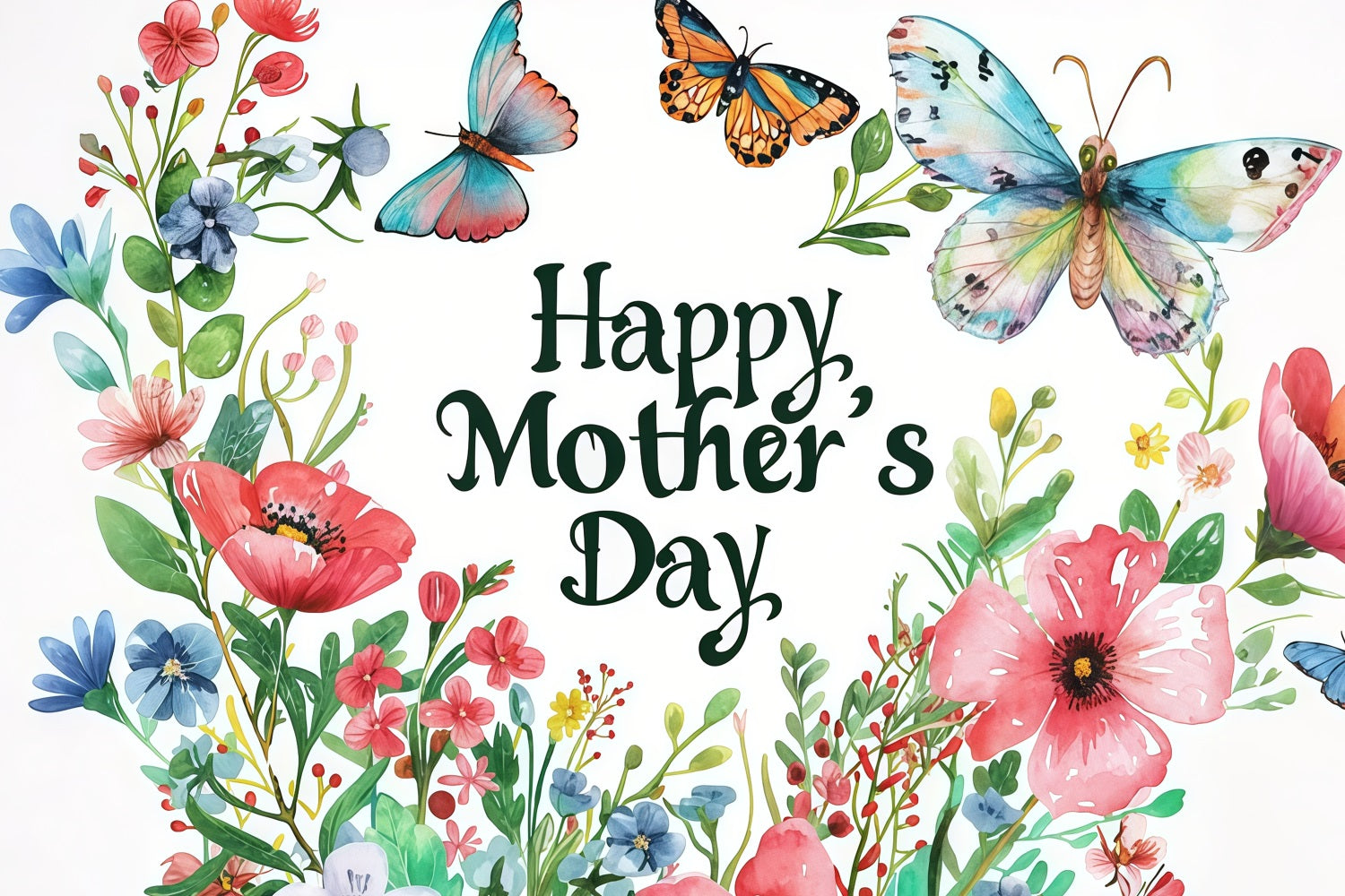 Backdrop For Mothers Day Butterfly Floral Mom Customized Backdrop GTY3-205