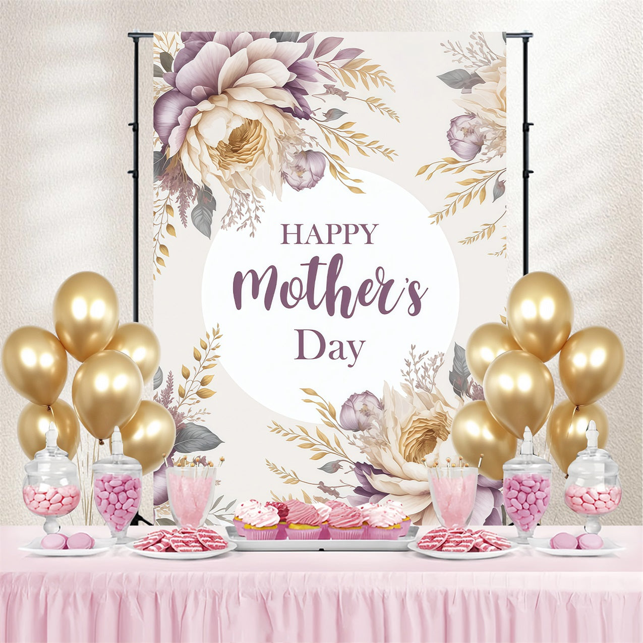 Happy Mother's Day Backdrop Peony Bloom Personalised Backdrop GTY3-207