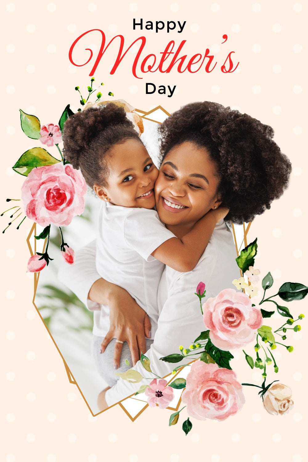 Backdrop Mothers Day Floral Golden Frame Custom Backdrop GTY3-208