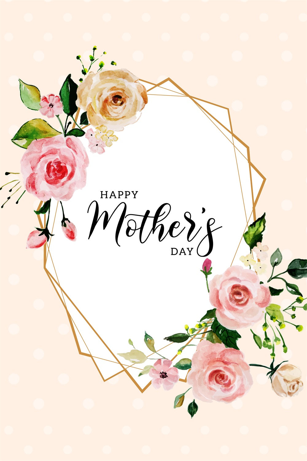 Backdrop Mothers Day Floral Golden Frame Custom Backdrop GTY3-208