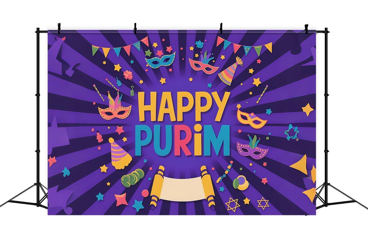 Purim Backdrop Celebration Mask Confetti Party Backdrop GTY3-21