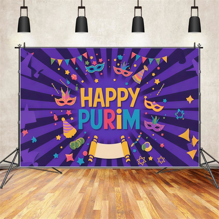 Purim Backdrop Celebration Mask Confetti Party Backdrop GTY3-21