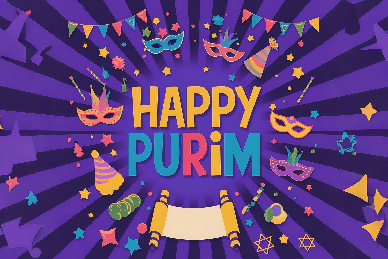 Purim Backdrop Celebration Mask Confetti Party Backdrop GTY3-21