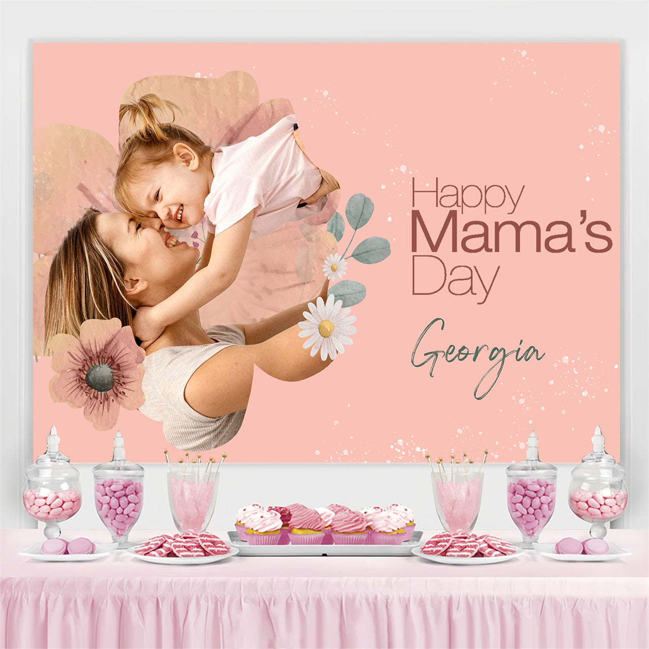 Backdrops For Mothers Day Floral Embrace Personalised Backdrop GTY3-211