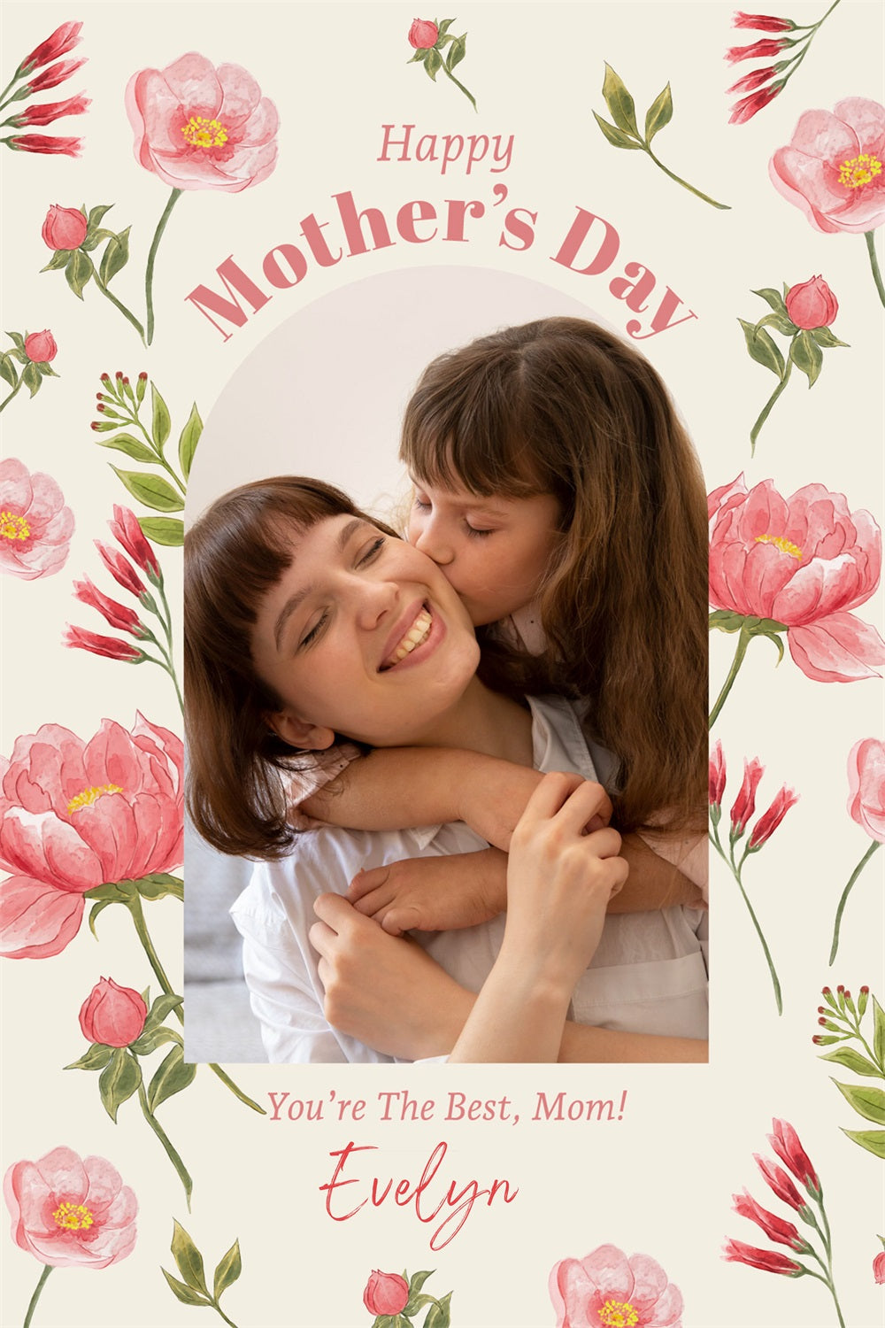 Mothers Day Backdrops Pink Floral Love Customized Backdrop GTY3-213