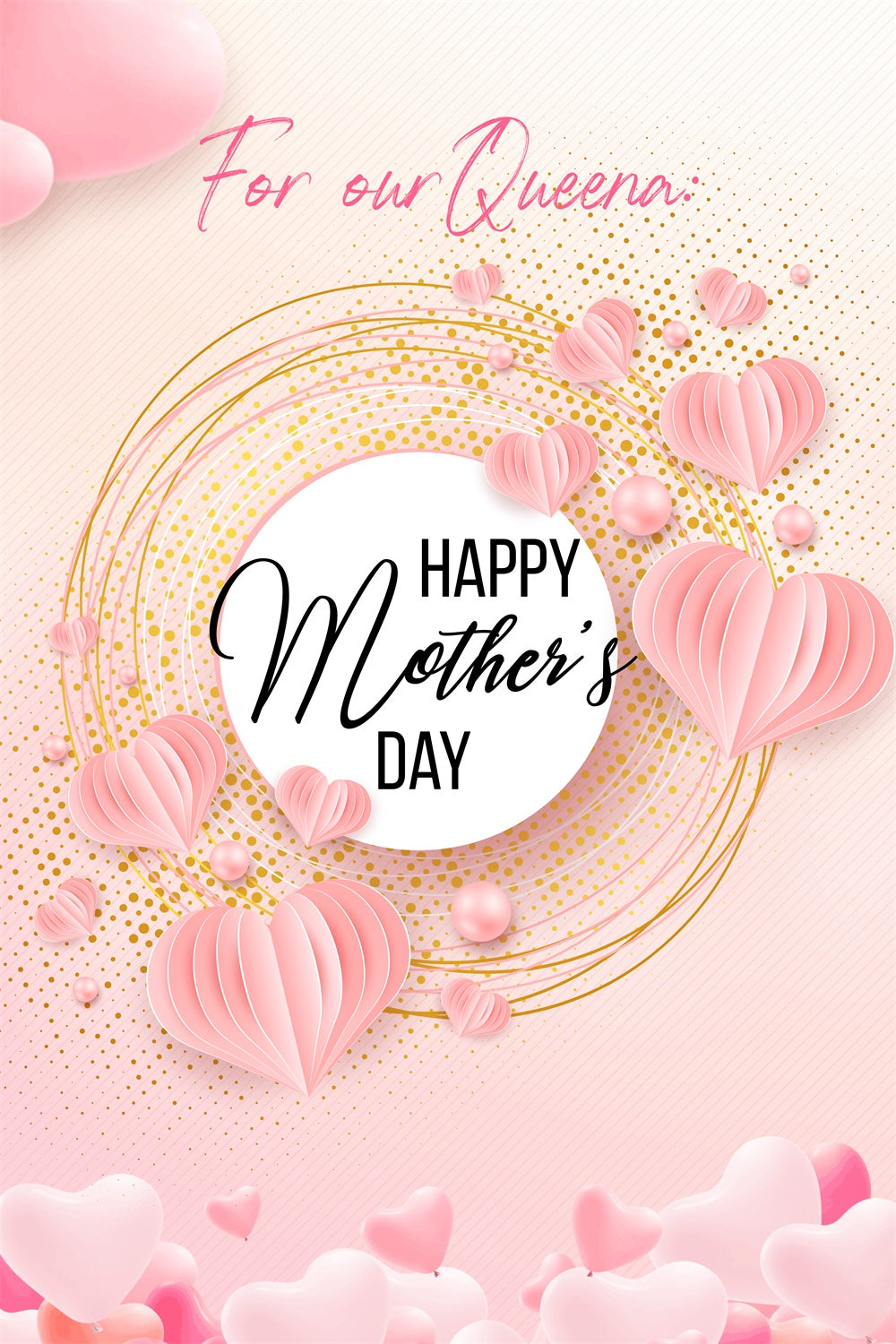 Mother's Day Backdrop Blush Heart Origami Customized Backdrop GTY3-215