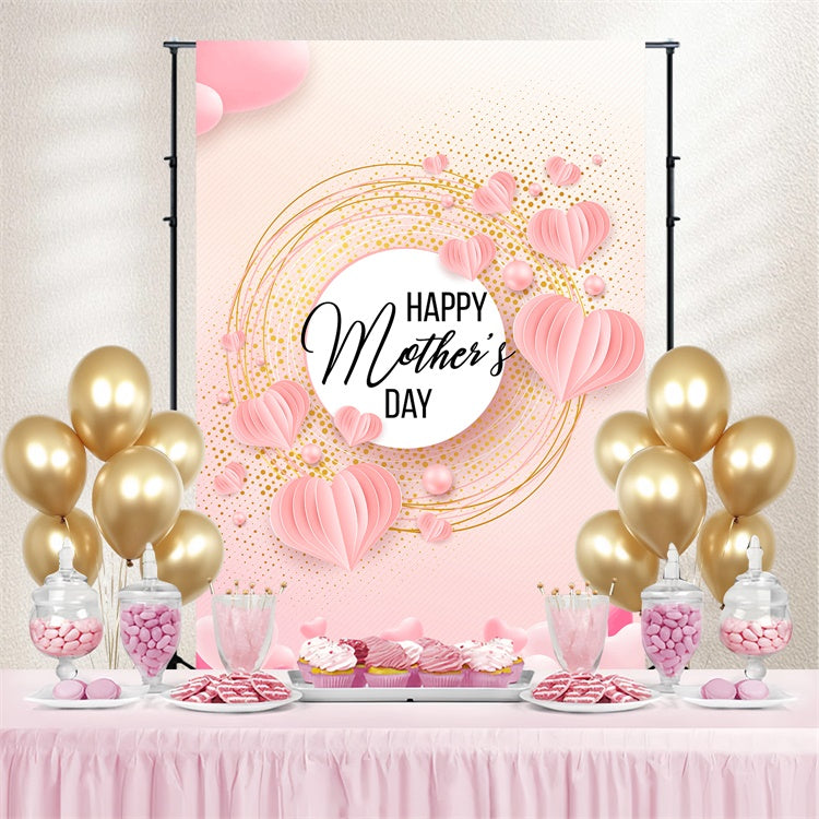 Mother's Day Backdrop Blush Heart Origami Customized Backdrop GTY3-215