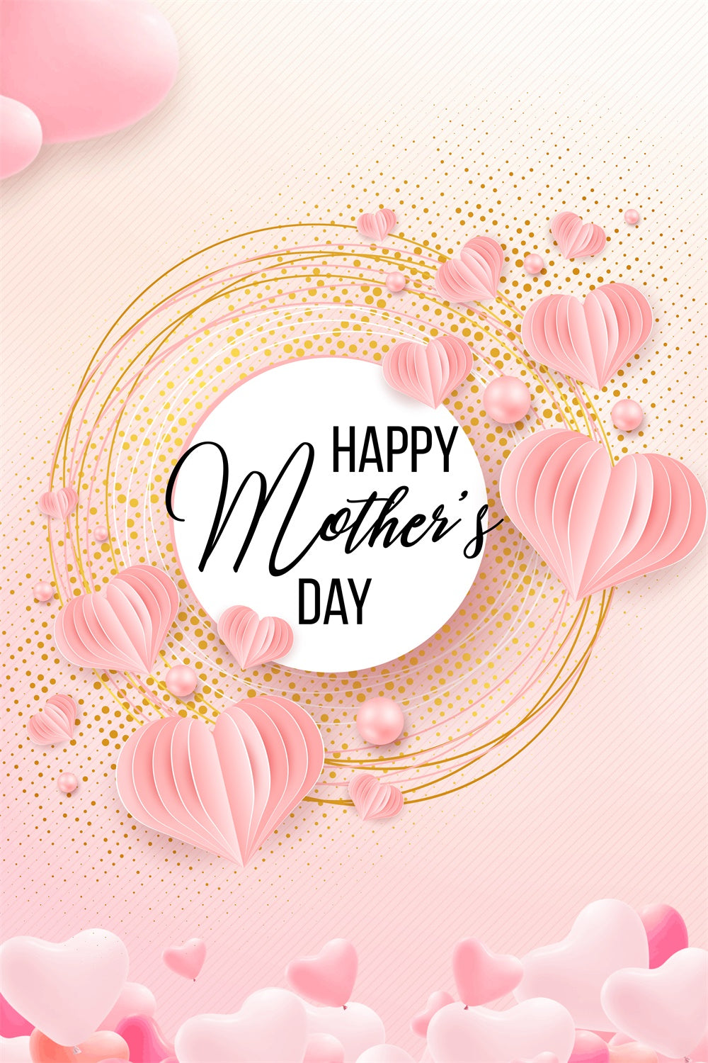 Mother's Day Backdrop Blush Heart Origami Customized Backdrop GTY3-215