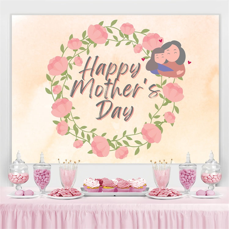Backdrops For Mother's Day Warm Watercolor Wreath Custom Backdrop GTY3-218