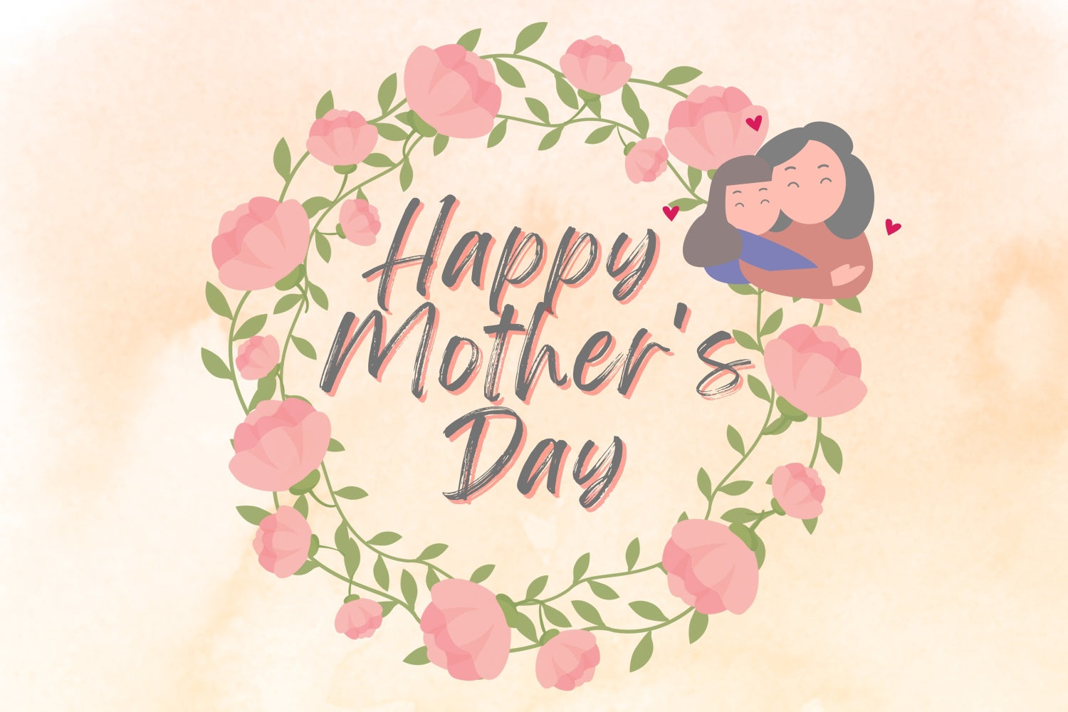 Backdrops For Mother's Day Warm Watercolor Wreath Custom Backdrop GTY3-218