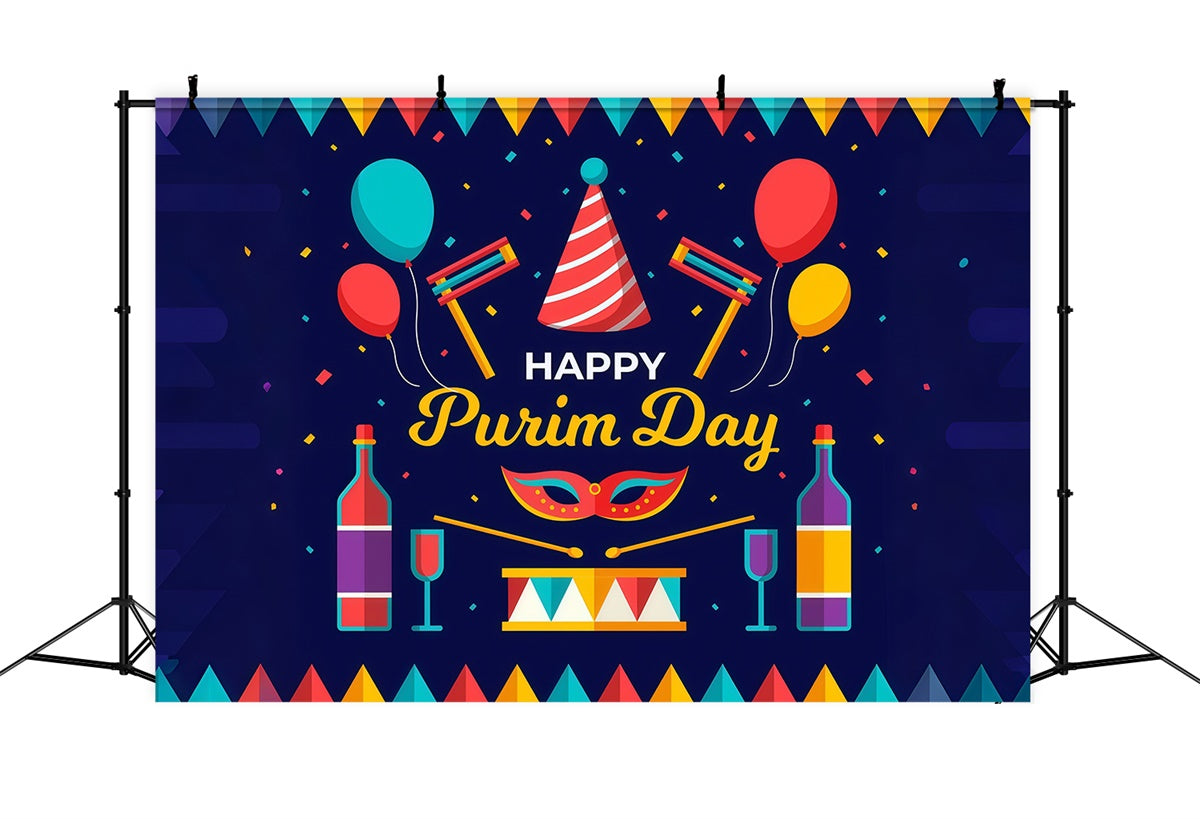 Purim Backdrop Festive Wine Balloons Elegant Backdrop GTY3-22