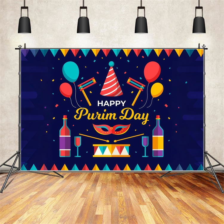 Purim Backdrop Festive Wine Balloons Elegant Backdrop GTY3-22