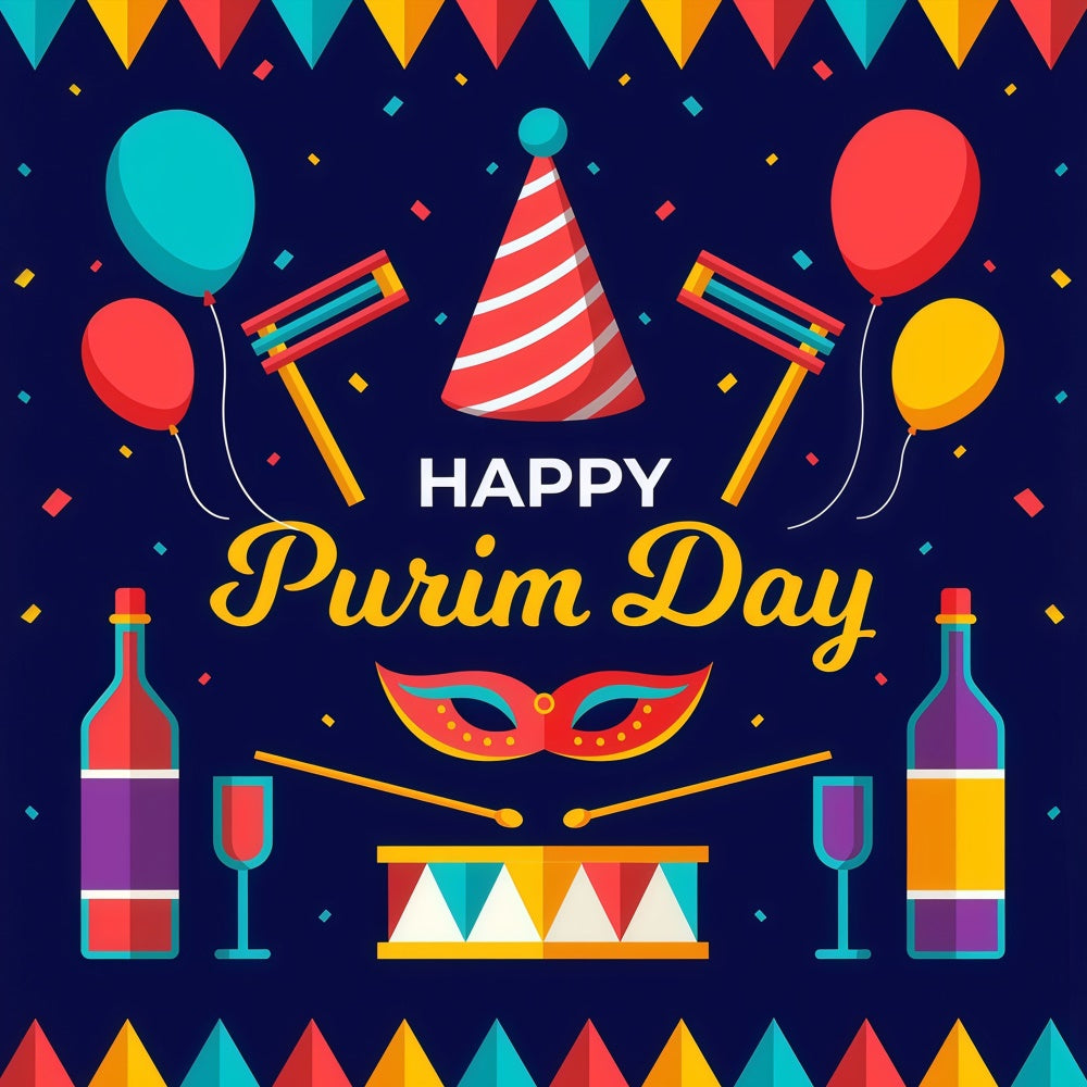 Purim Backdrop Festive Wine Balloons Elegant Backdrop GTY3-22