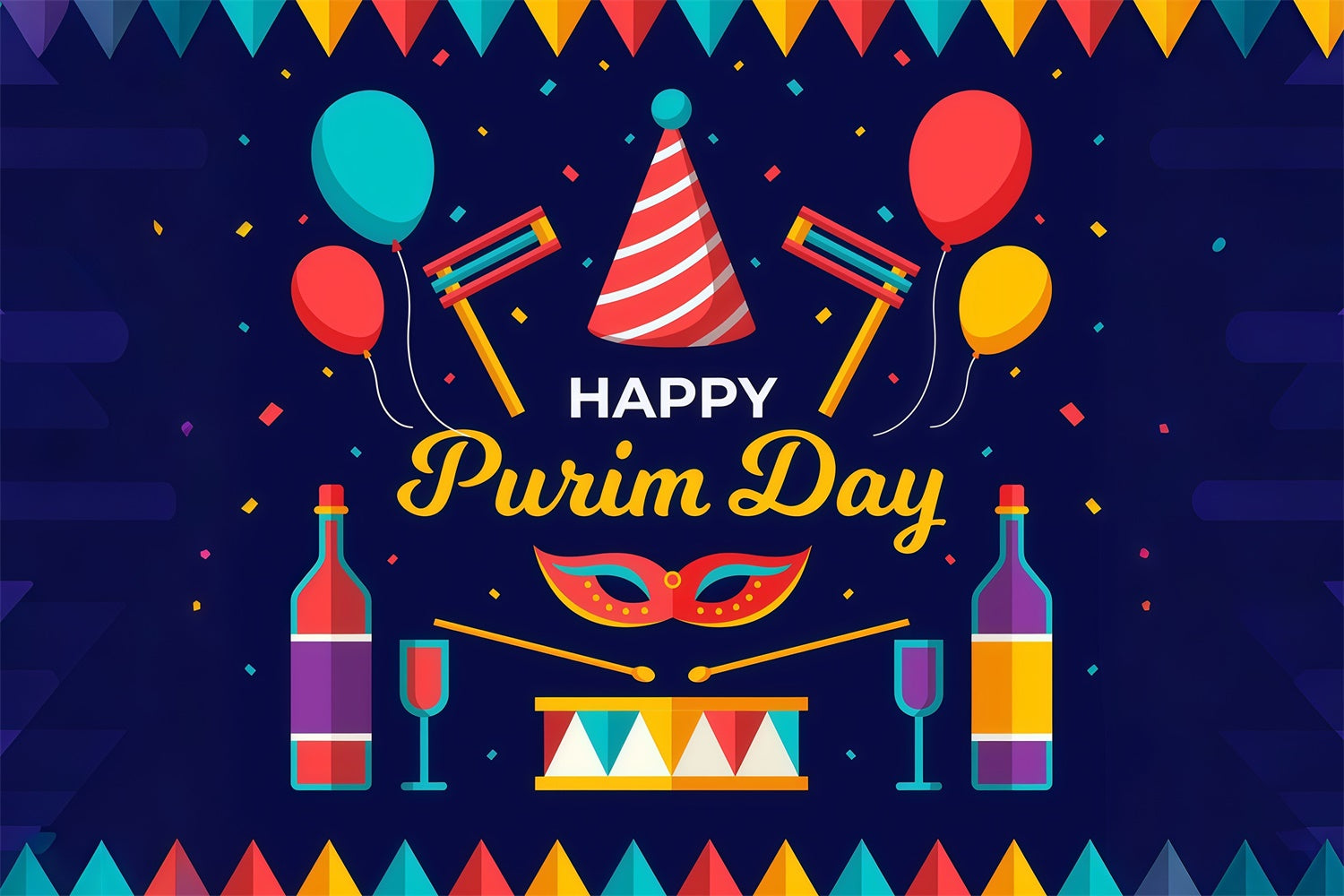 Purim Backdrop Festive Wine Balloons Elegant Backdrop GTY3-22