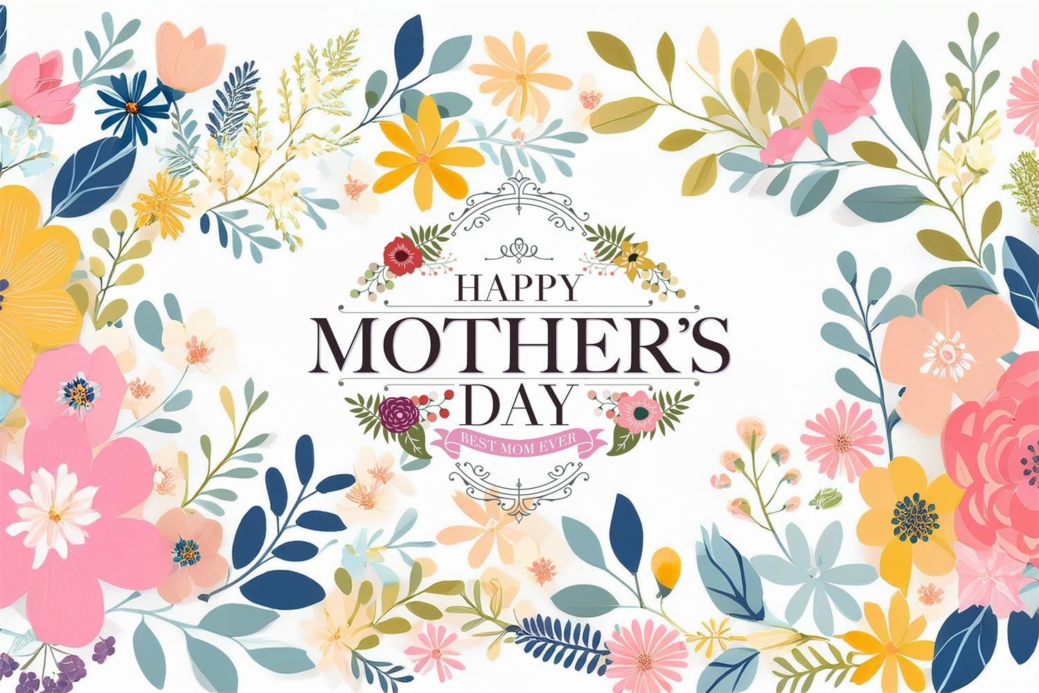 Mothers Day Backdrop Ideas Delicate Flower Frame Customized Backdrop GTY3-220