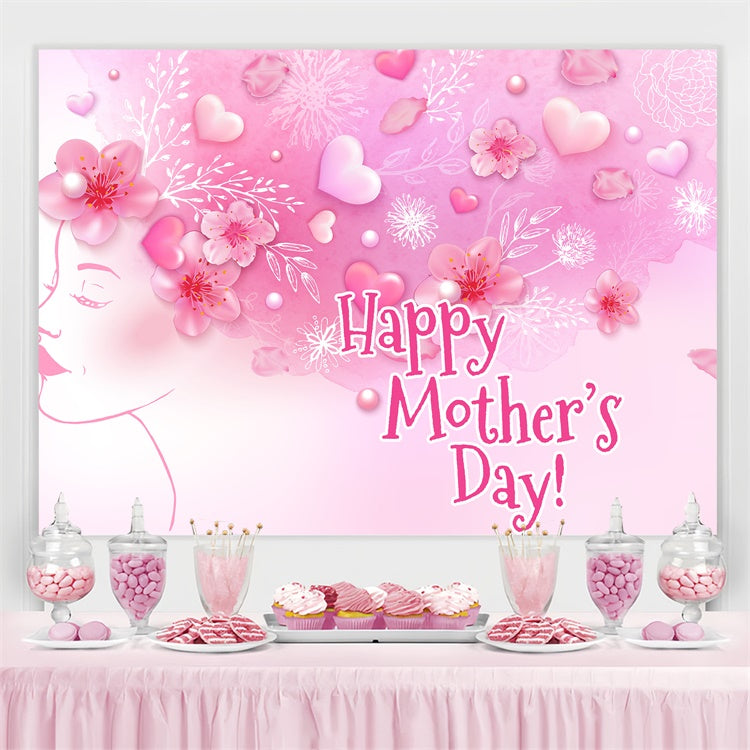 Happy Mother's Day Backdrop Artistic Floral Profile Custom Backdrop GTY3-221