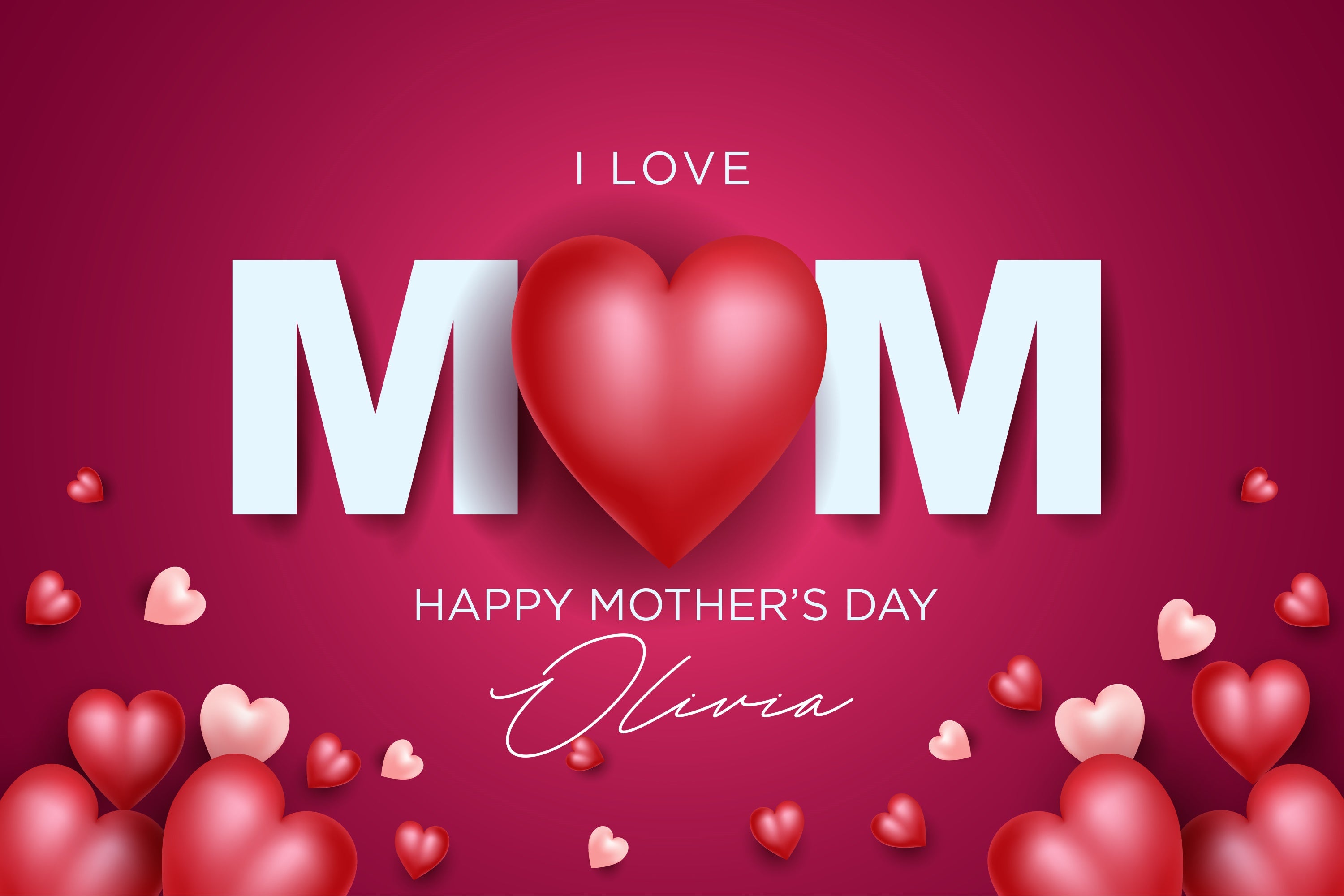 Mothers Day Photo Backdrop Warm Red Heart Personalized Backdrop GTY3-222