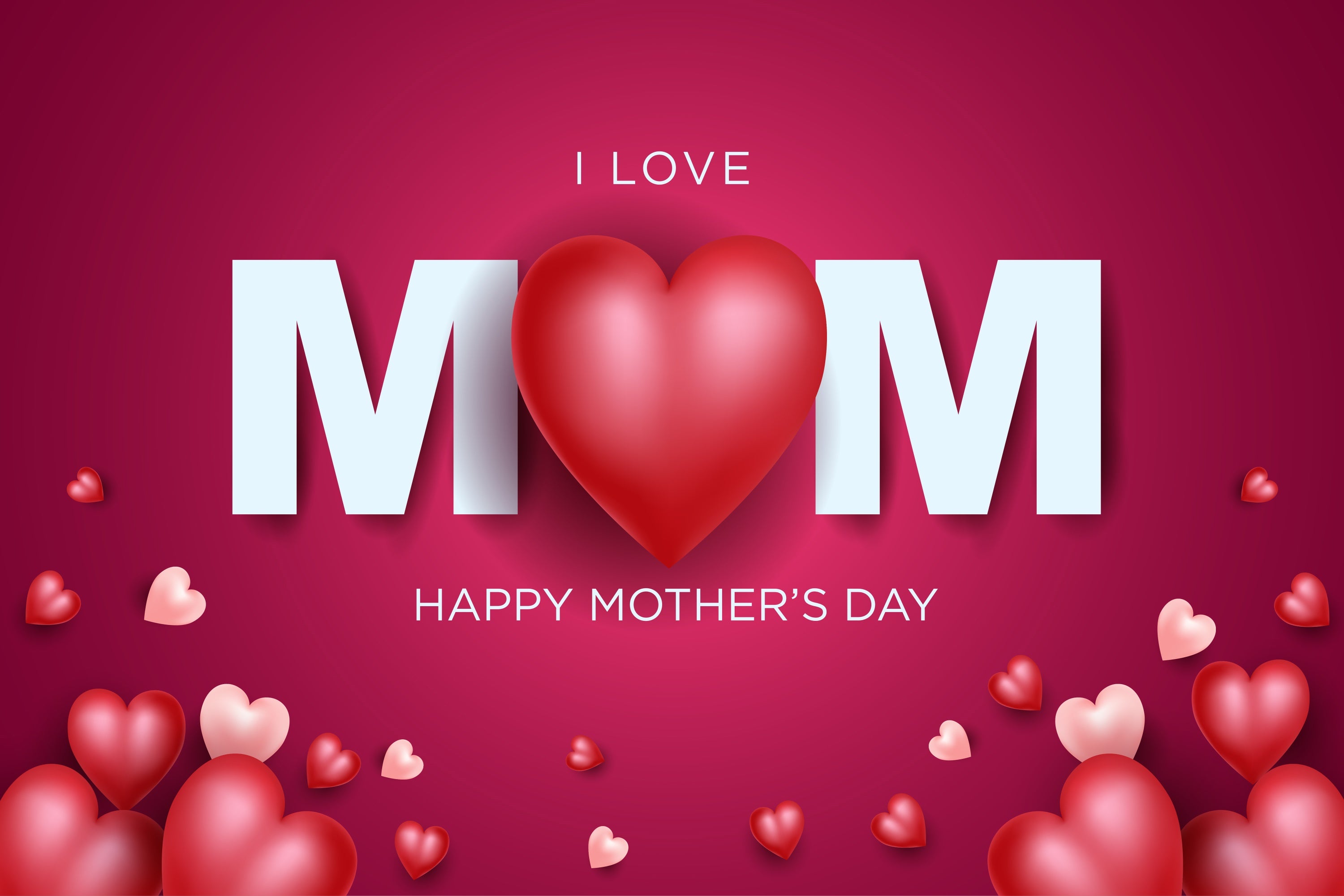 Mothers Day Photo Backdrop Warm Red Heart Personalized Backdrop GTY3-222