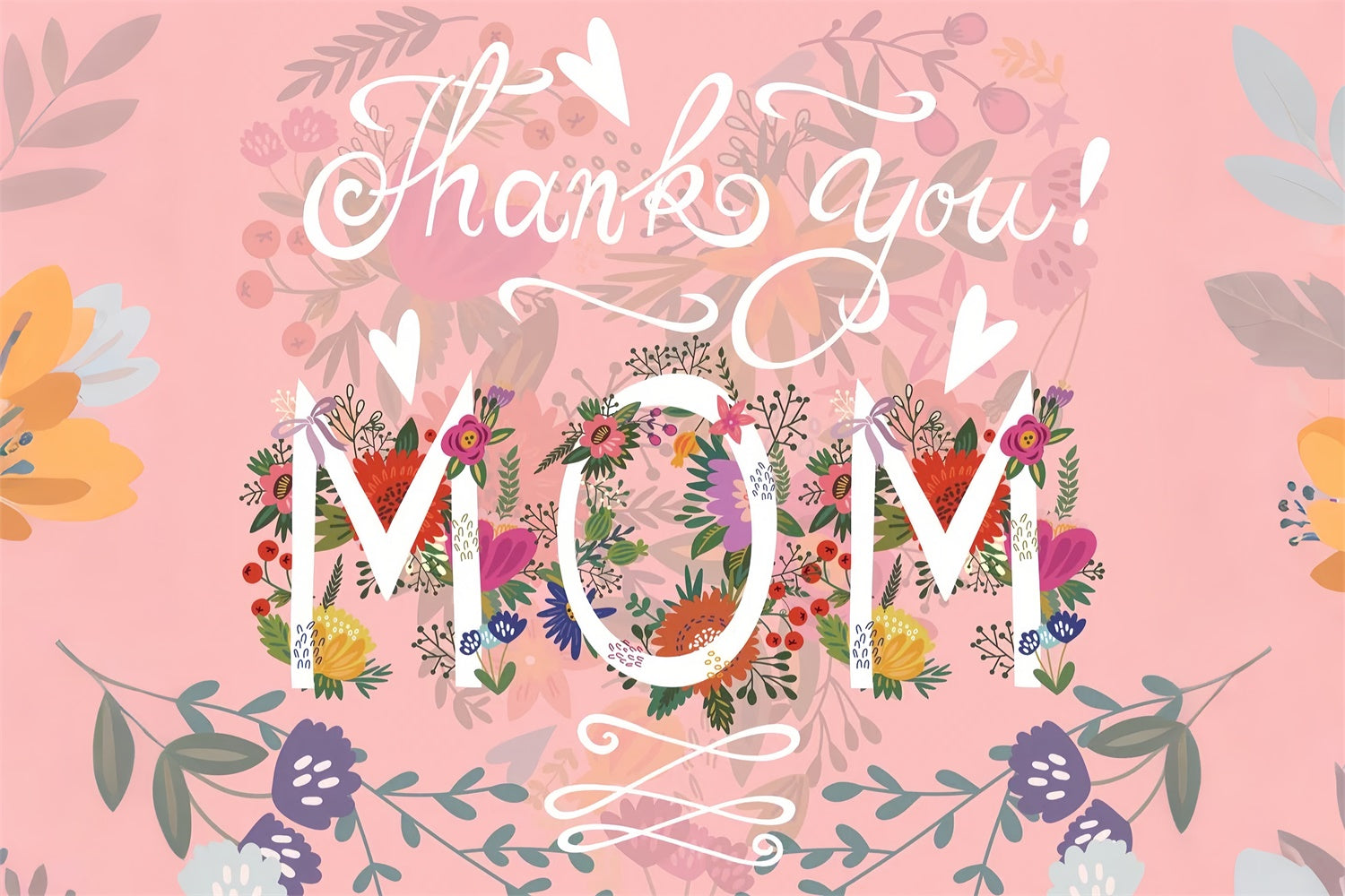 Backdrops For Mother's Day Pastel Floral Gratitude Custom Backdrop GTY3-223