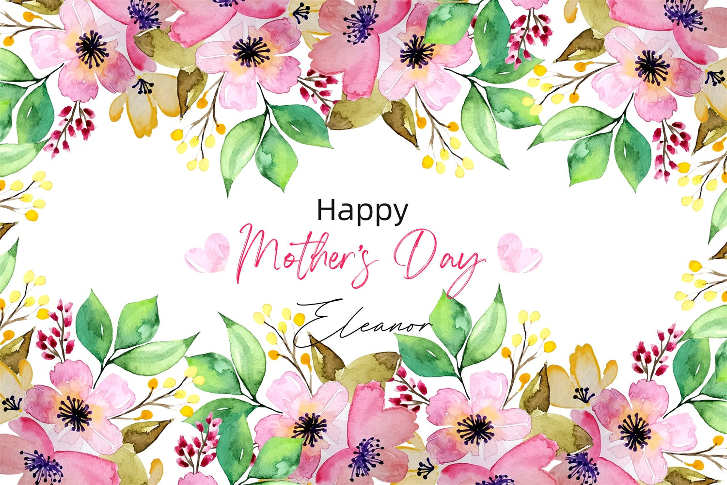 Mothers Day Backdrops Graceful Watercolor Flower Custom Backdrop GTY3-229