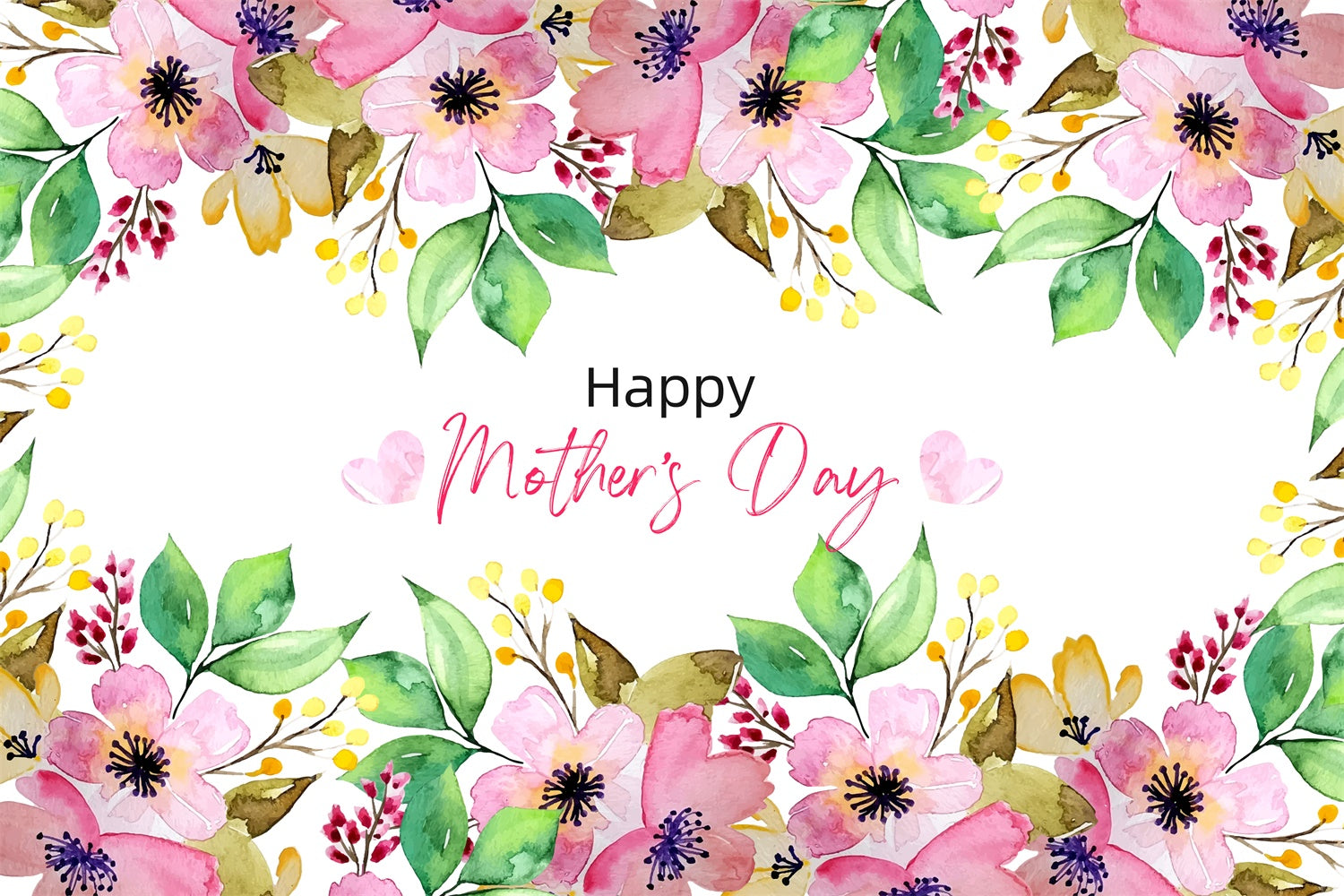 Mothers Day Backdrops Graceful Watercolor Flower Custom Backdrop GTY3-229