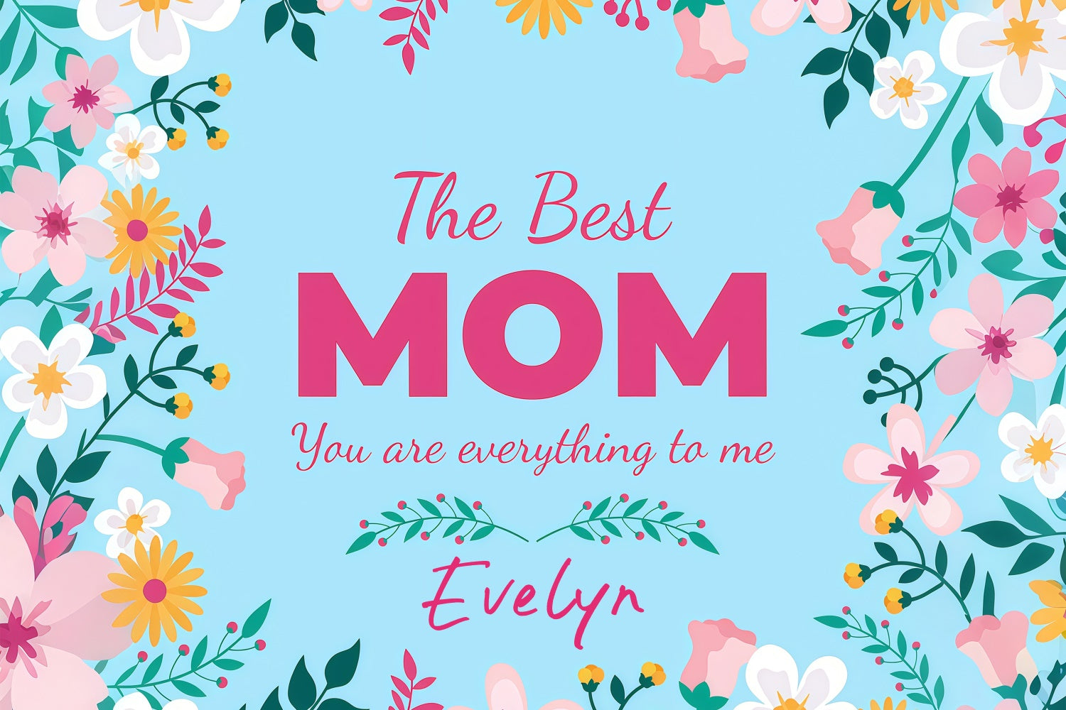 Mothers Day Photo Backdrop Enchanting Flowers Blue Custom Backdrop GTY3-231