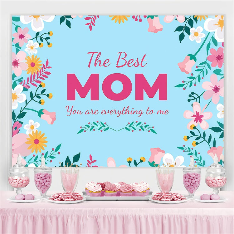 Mothers Day Photo Backdrop Enchanting Flowers Blue Custom Backdrop GTY3-231