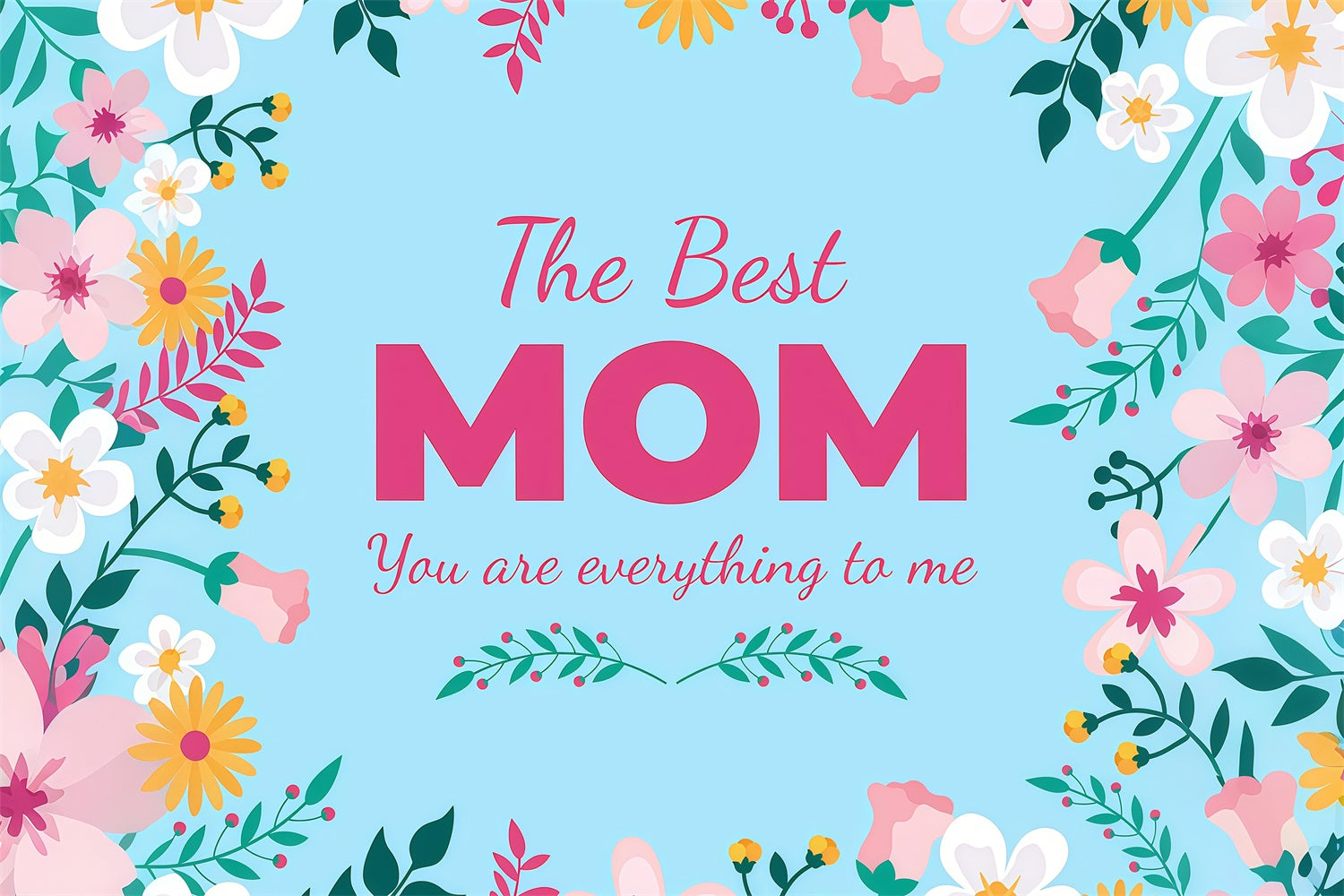 Mothers Day Photo Backdrop Enchanting Flowers Blue Custom Backdrop GTY3-231