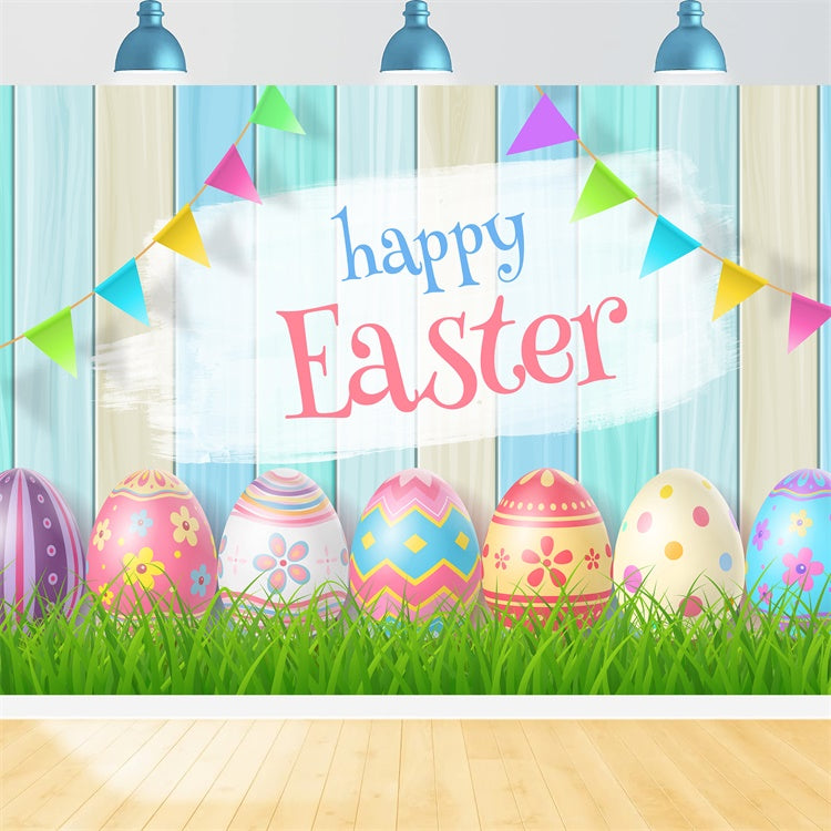 Backdrop Easter Colorful Pastel Egg Banner Backdrop GTY3-239