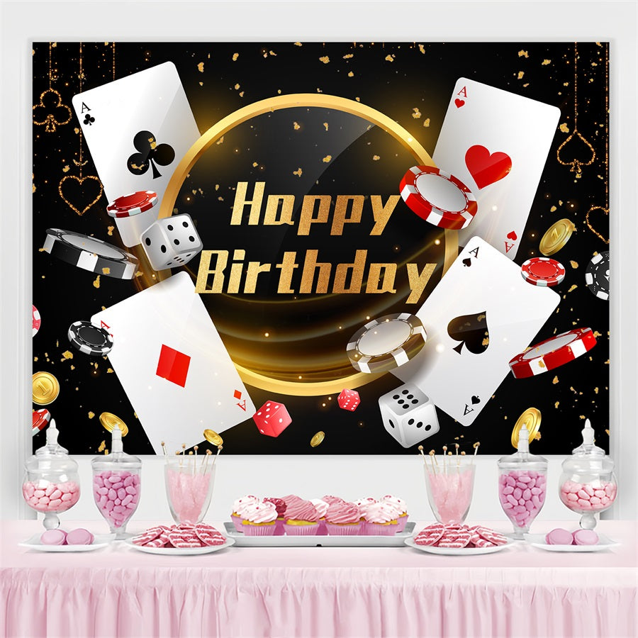 Birthday Backdrop Poker Party Gold Personalized Backdrop GTY3-247