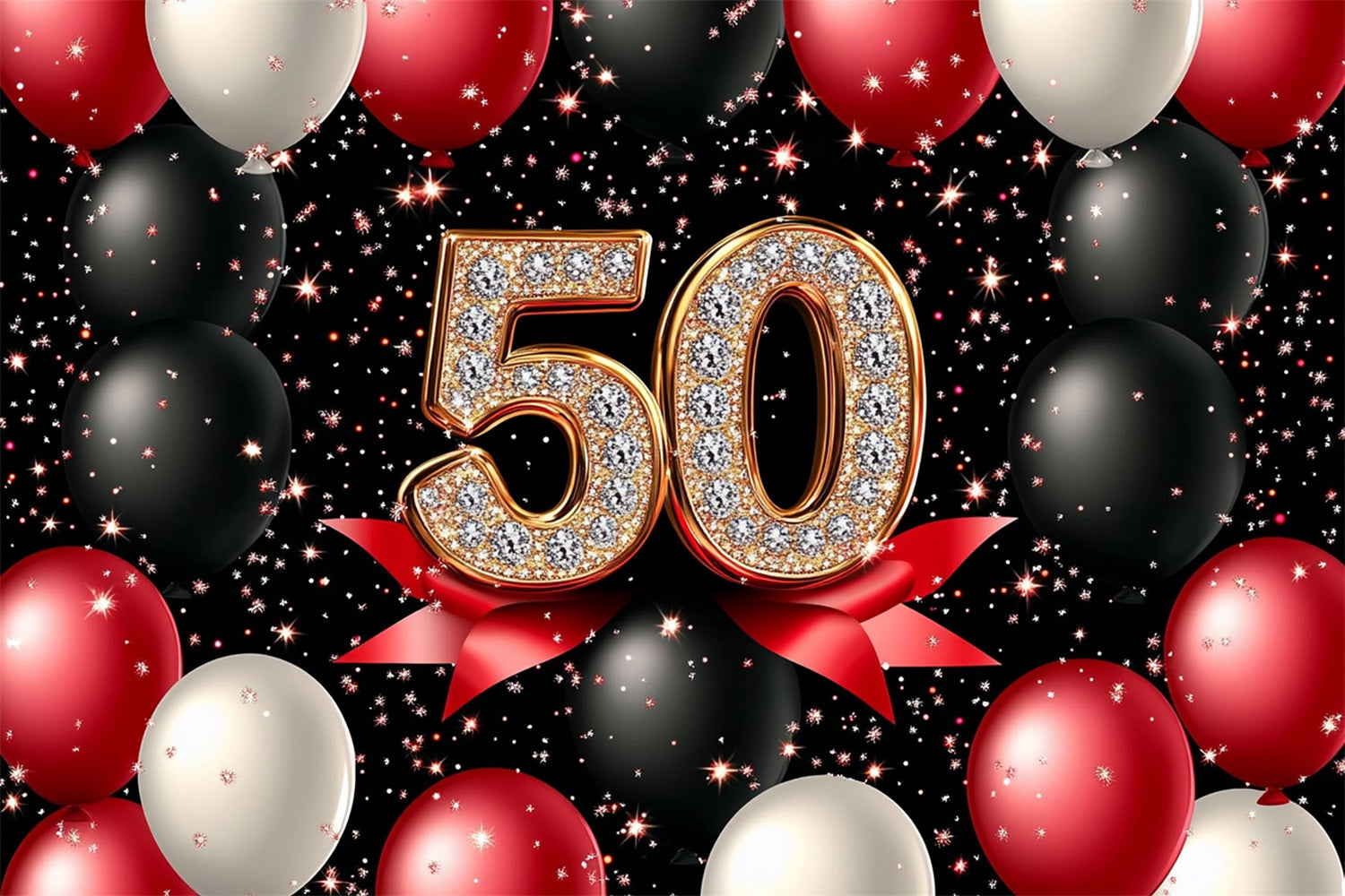 50th Birthday Photo Backdrop Diamond Balloon Customized Backdrop GTY3-257