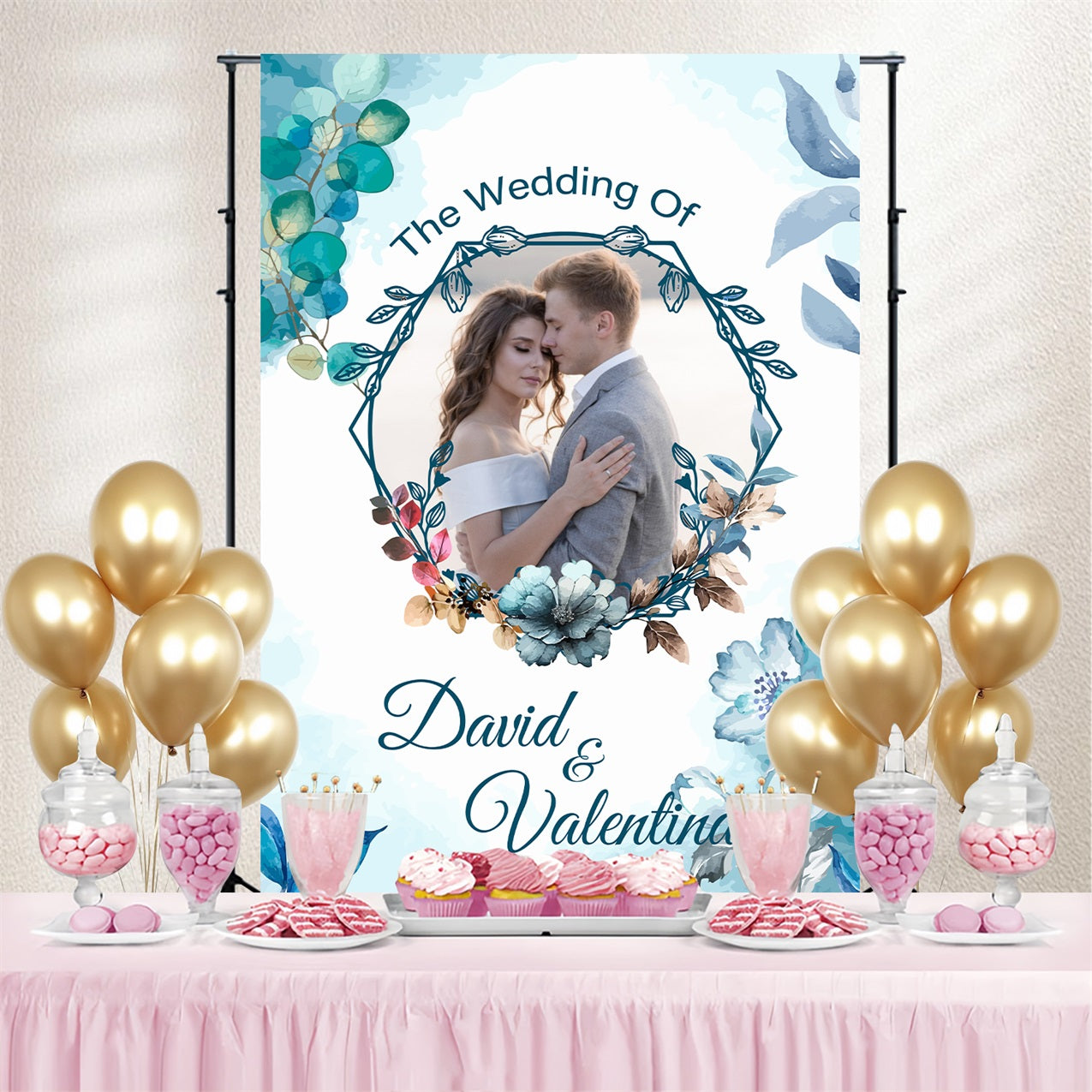 Wedding Photo Backdrops Watercolor Flower Customized Backdrop GTY3-277