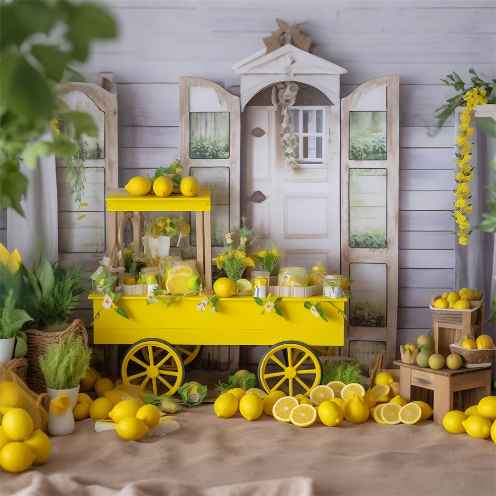 Lemon Backdrop Yellow Lemon Cart Country Summer Backdrop GTY3-285