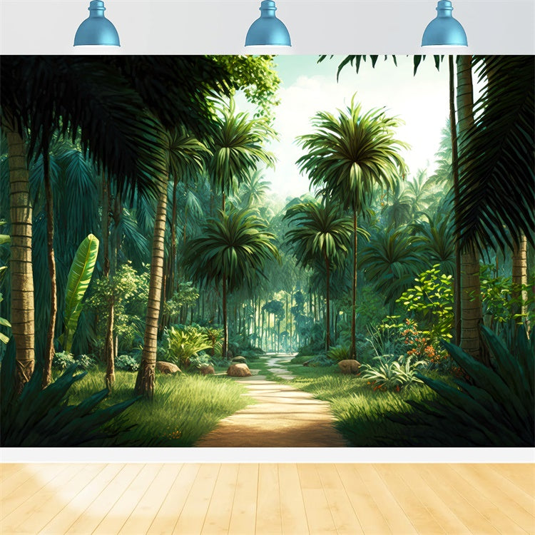 Tropical Photo Backdrop Tropical Jungle Trail Summer Backdrop GTY3-289